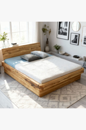 Tömör tölgyfa franciaágy 180x200 cm, elegáns, masszív design